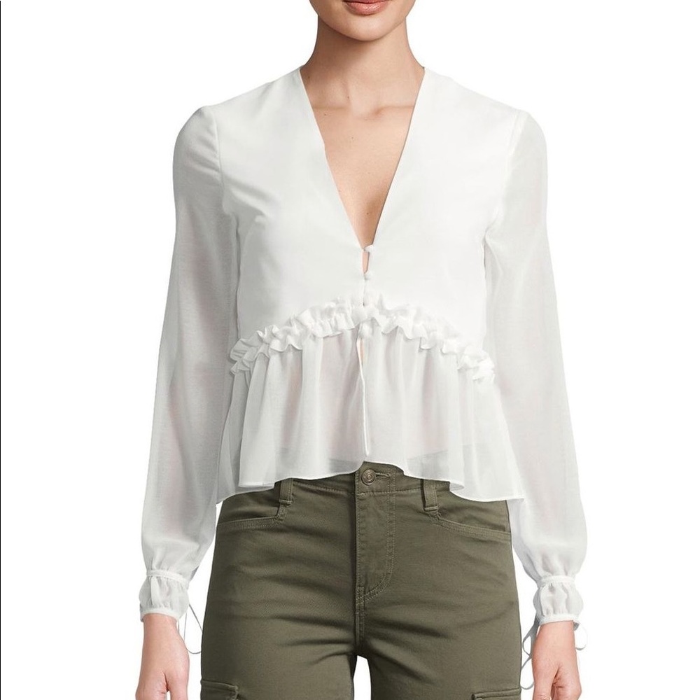 Marabelle V Neck White Blouse